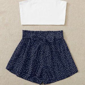 Blue polka dot shorts